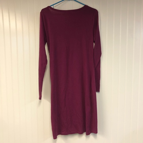 Leith Long Sleeve Dress in Deep Magenta Stretch Large Ruched - Picture 4 of 4